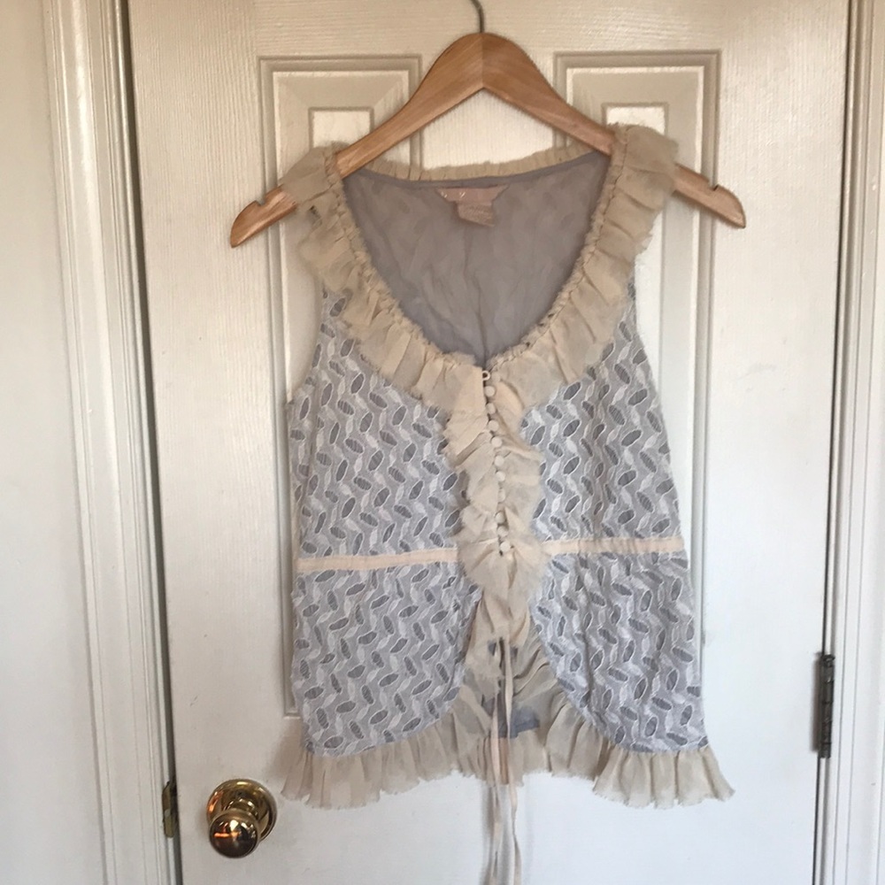 ANTHROPOLOGIE Lace button top